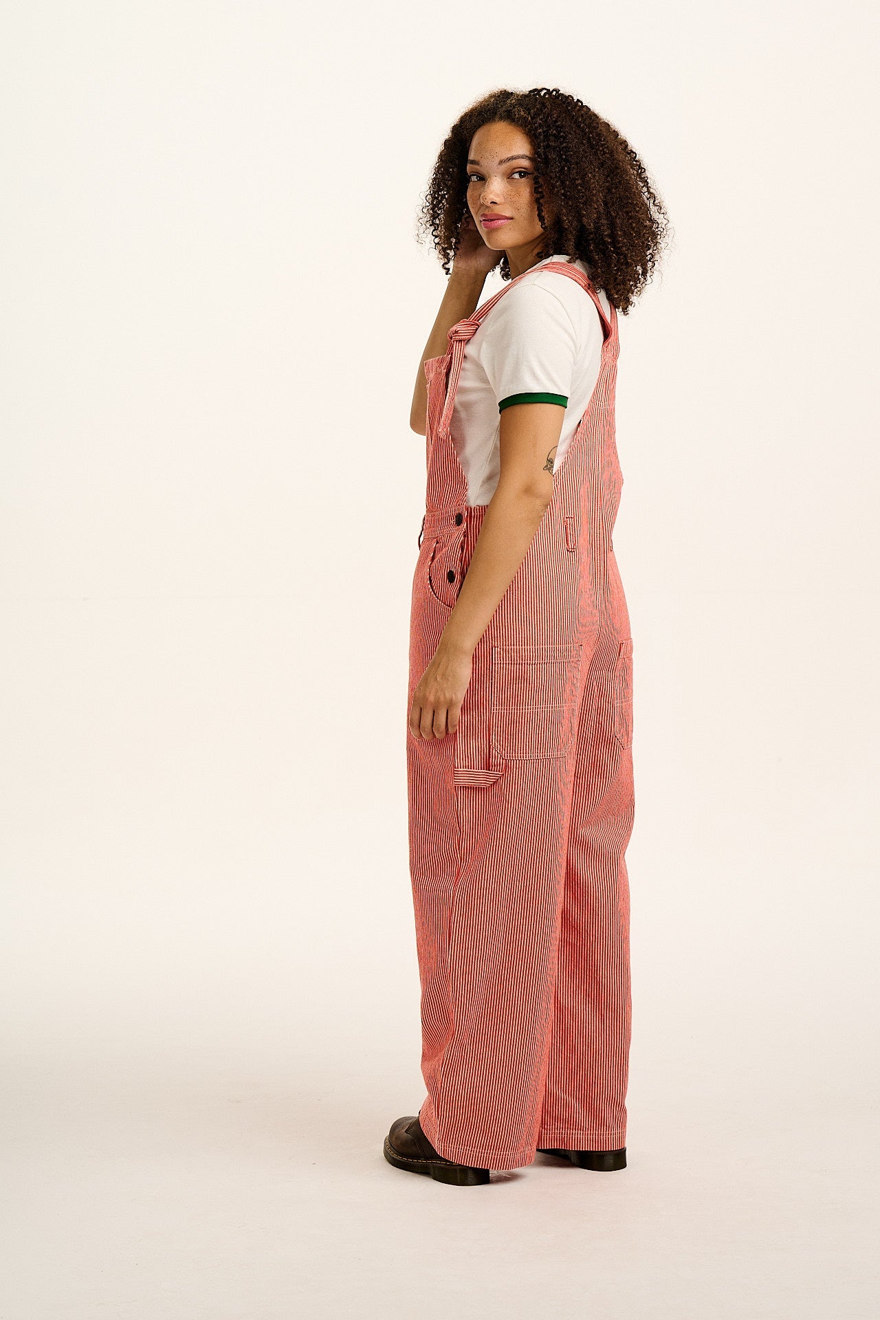 Mullen - Cotton Dungarees in Red Hickory Stripe