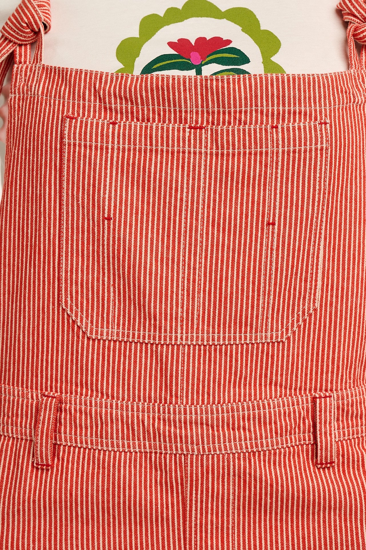 Mullen - Cotton Dungarees in Red Hickory Stripe
