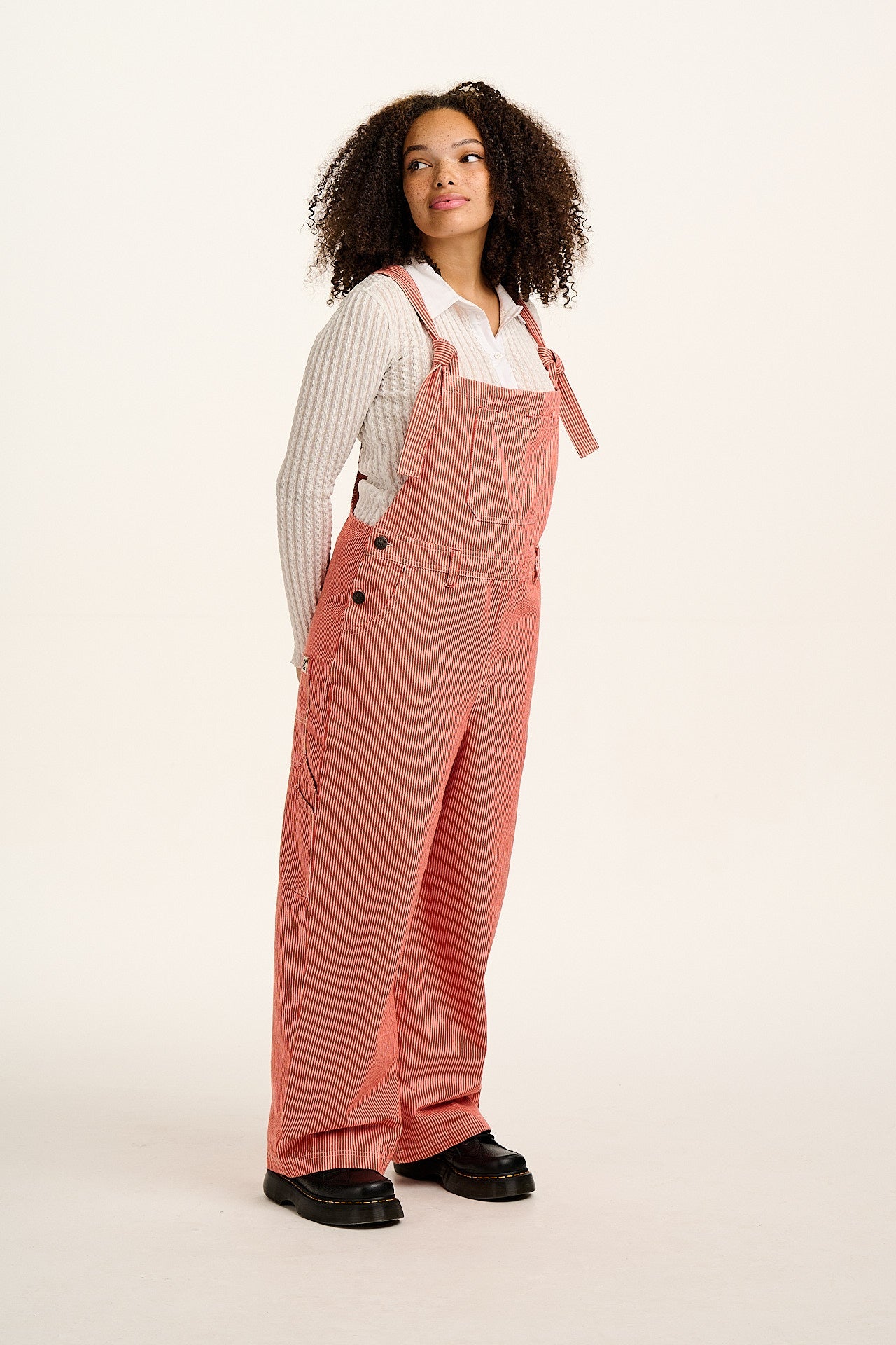 Mullen - Cotton Dungarees in Red Hickory Stripe