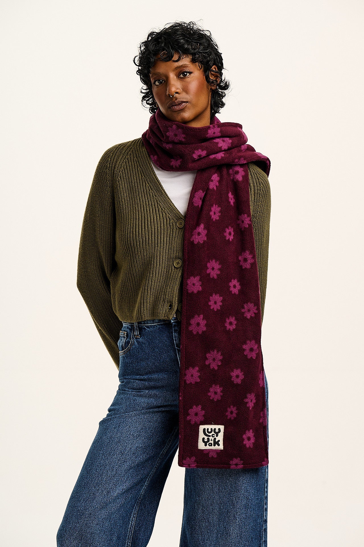 Ola - Polar Fleece Scarf in Purple Delano Floral Print
