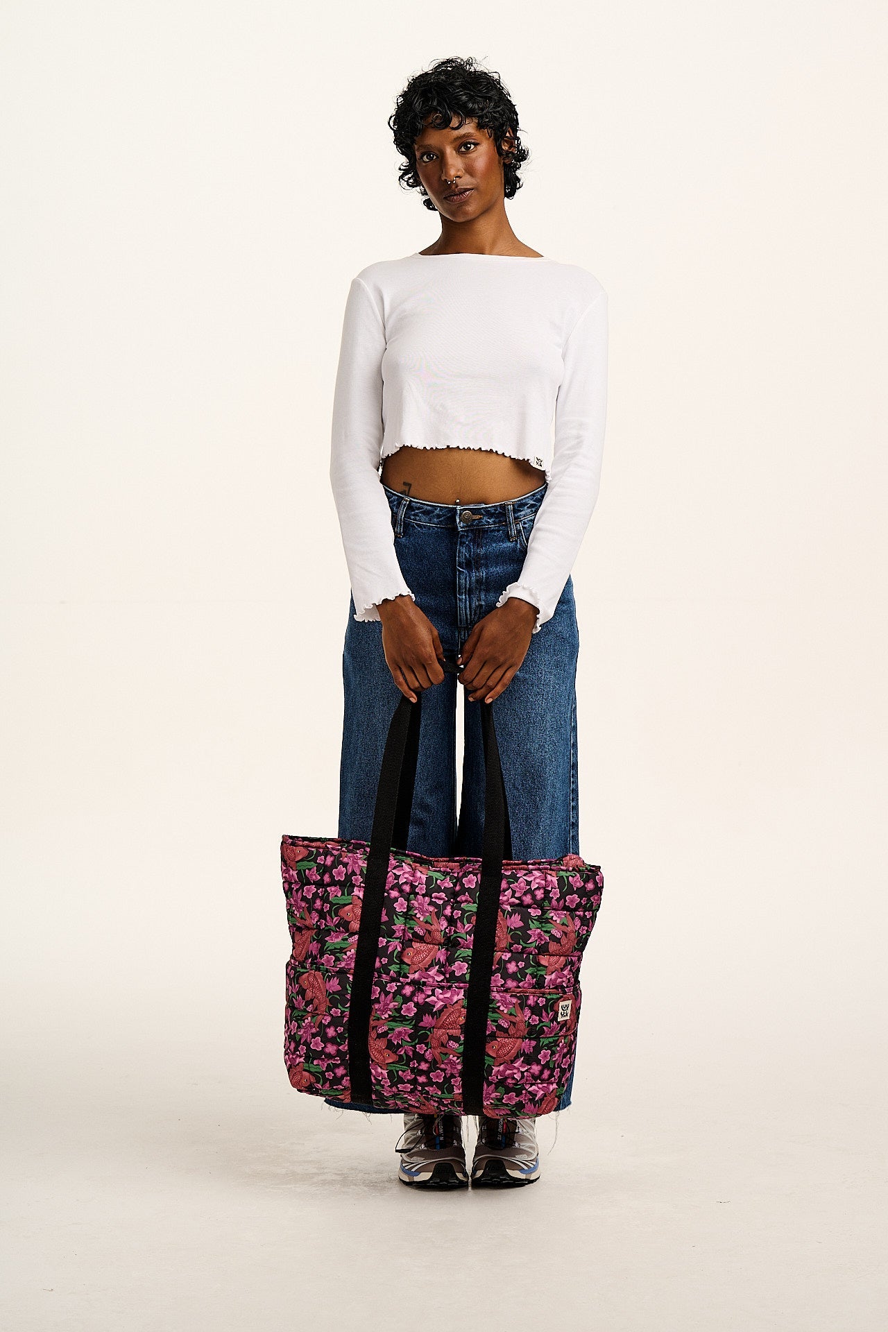 Dax - Quilted Tote in Pink Koi Print