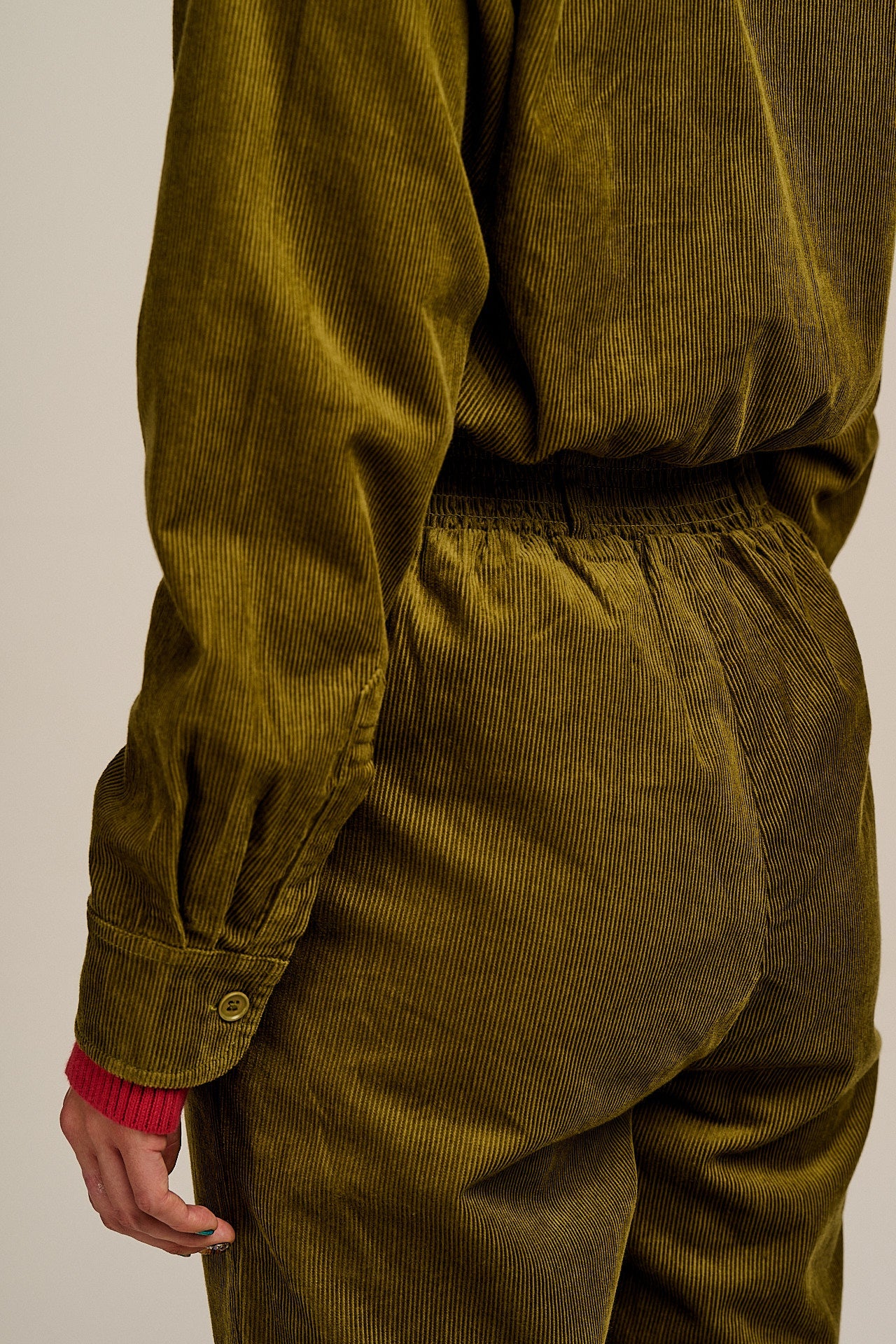 Eddie - Long Sleeve Corduroy Jumpsuit in Fir Green