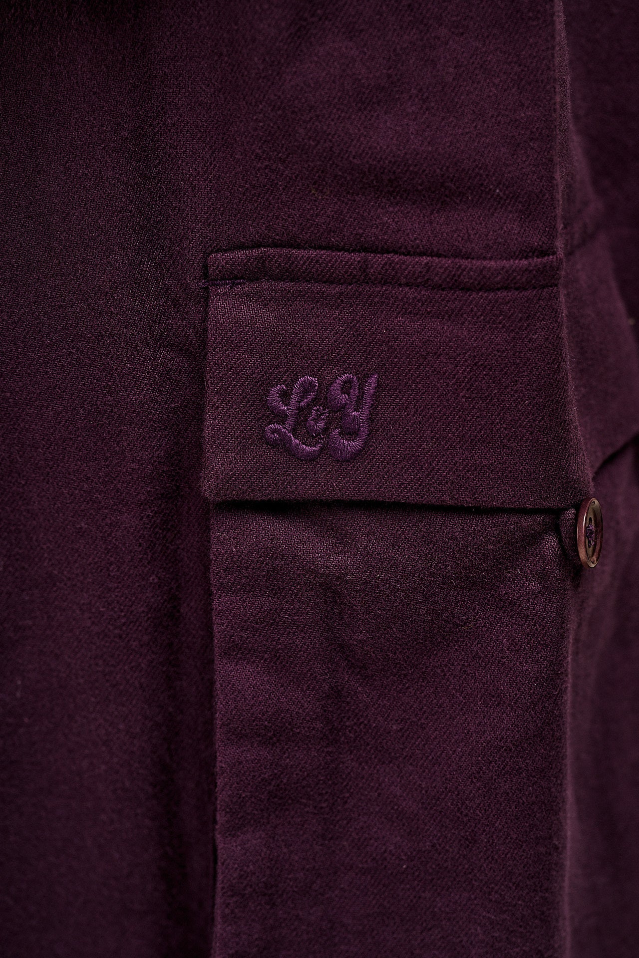 Rumi - Brushed Cotton Barrel Trousers in Plum Perfect