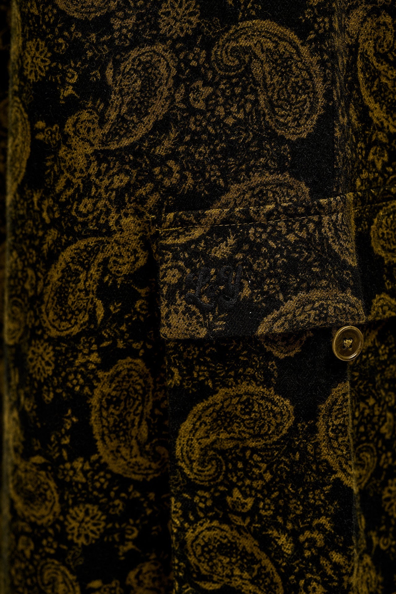 Rumi - Brushed Cotton Barrel Trousers in Grunge Green Paisley Print