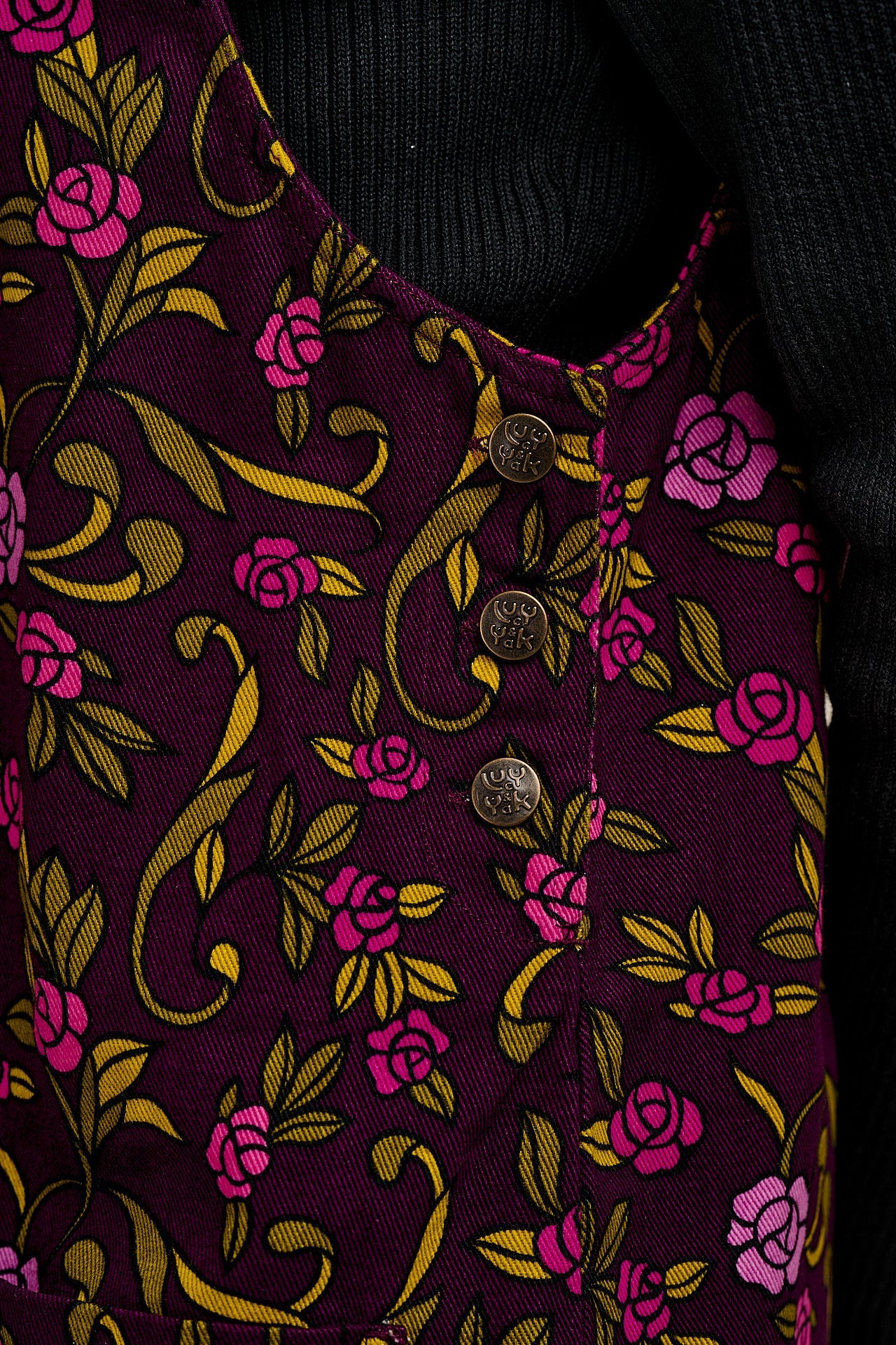 Layla - Mini Cotton Dress in Purple Grunge Floral Print