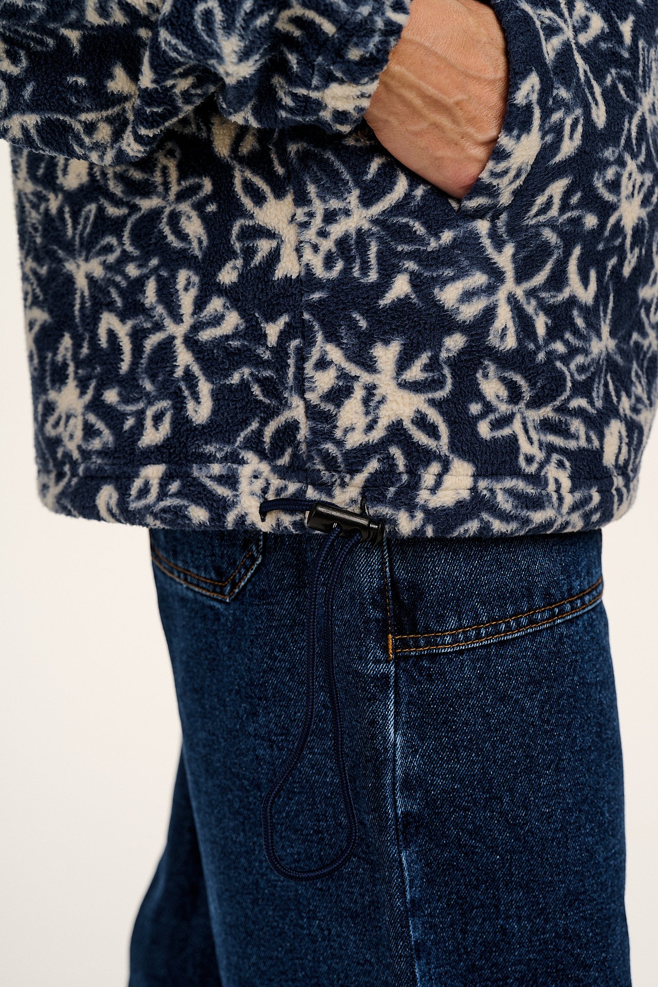 Stevie - Polar Fleece in Inked Blue Floral Print