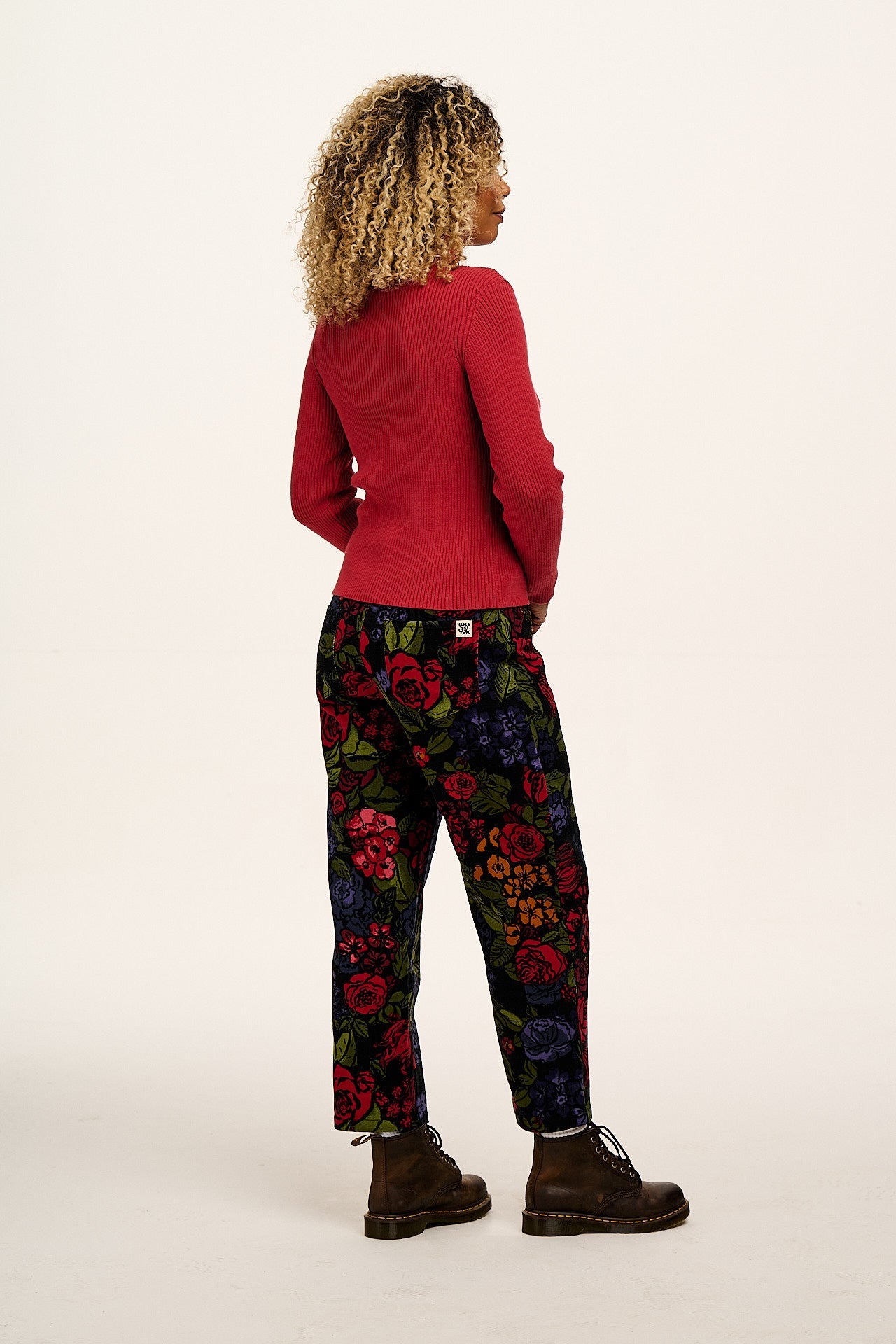 Drew - Cropped Straight Leg Cotton Trousers in Maria Print