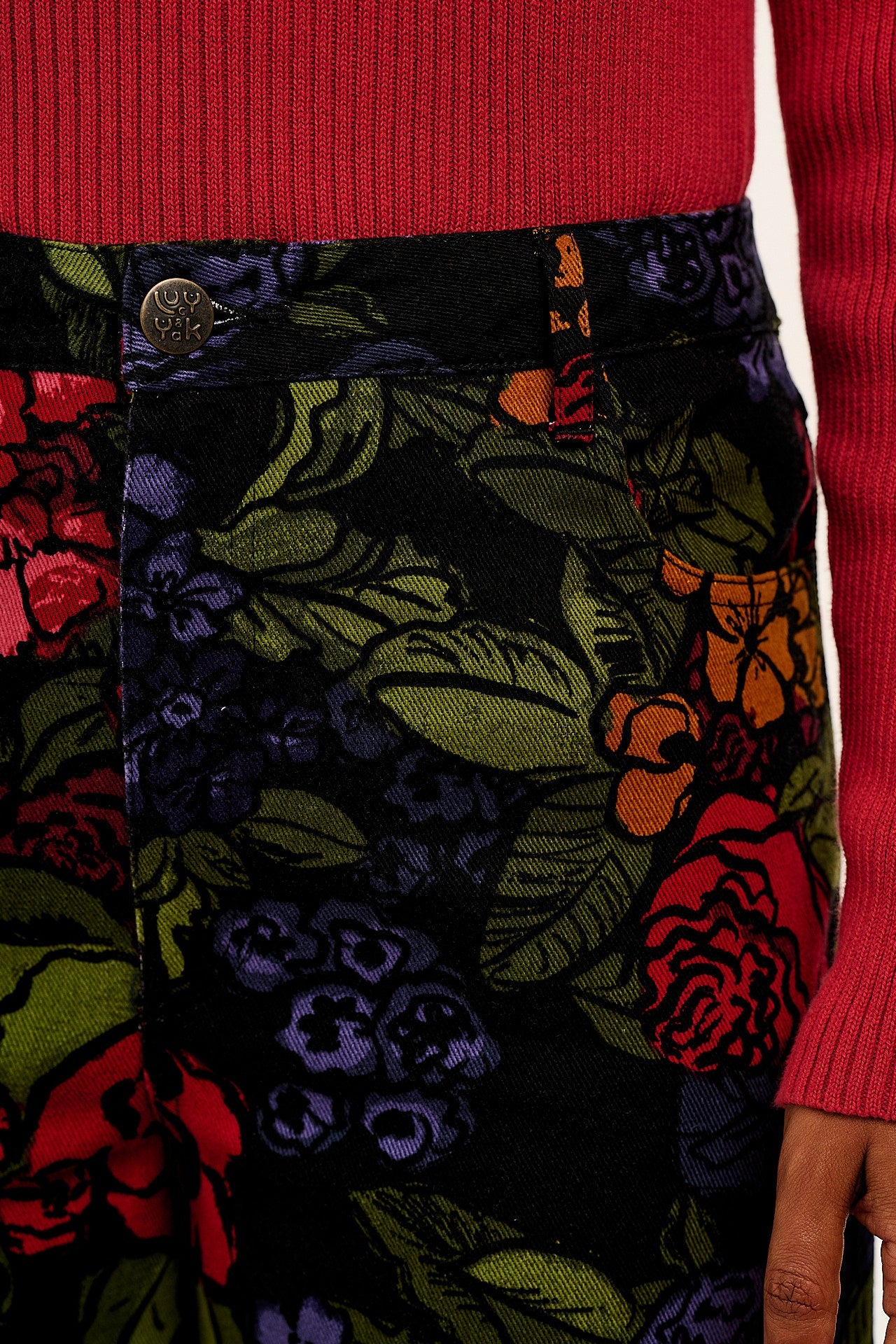 Drew - Cropped Straight Leg Cotton Trousers in Maria Print