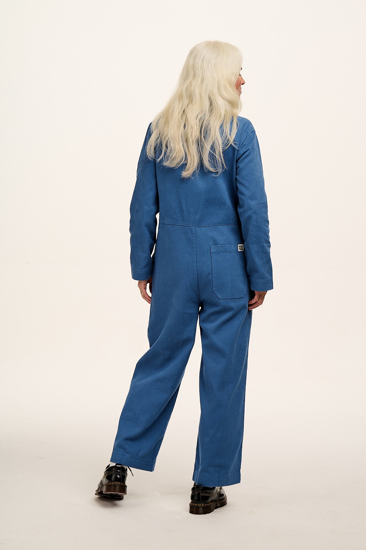 Arendal - Cotton Long Sleeve Jumpsuit in Blue