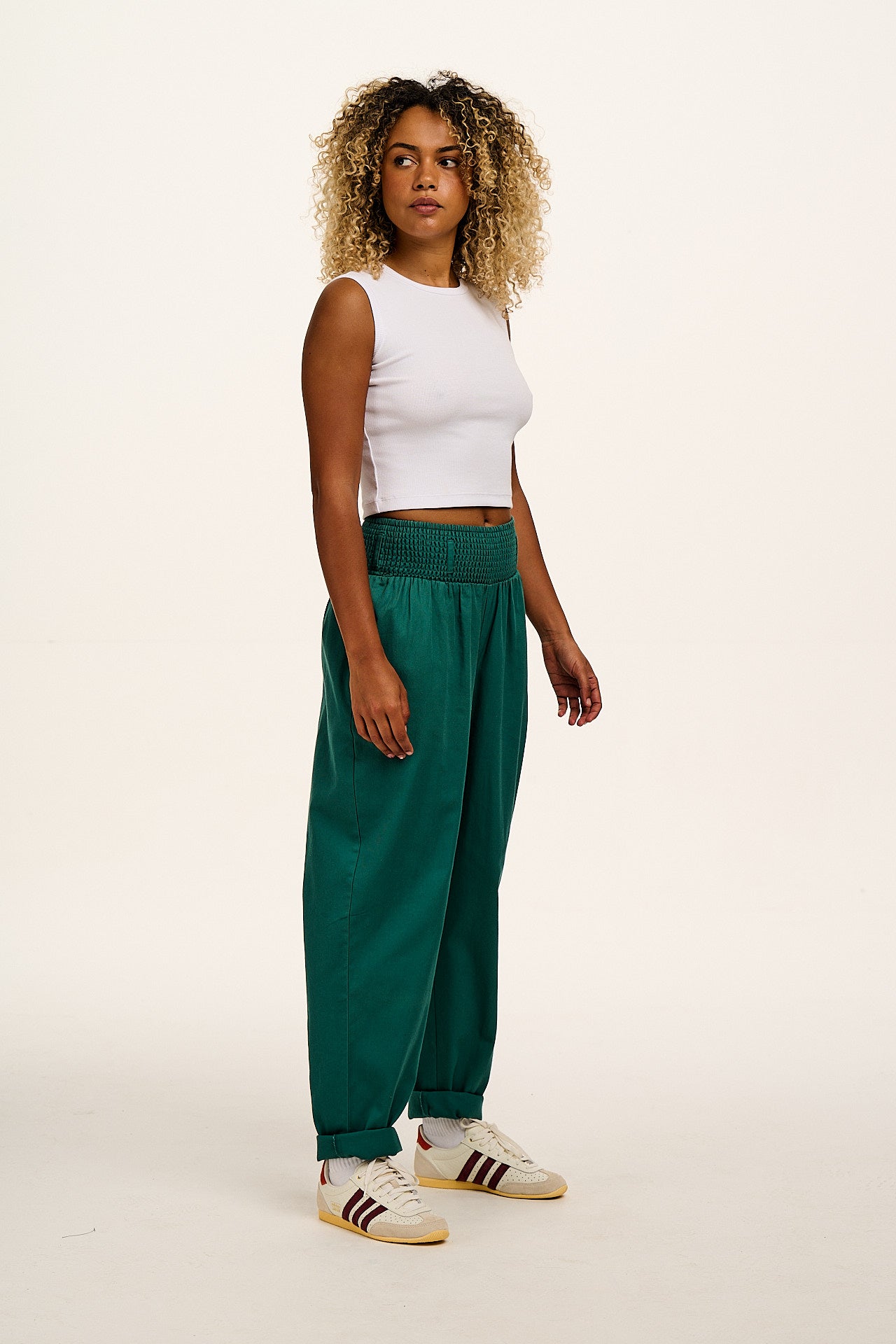 Alexa - Cotton Trousers in Teal