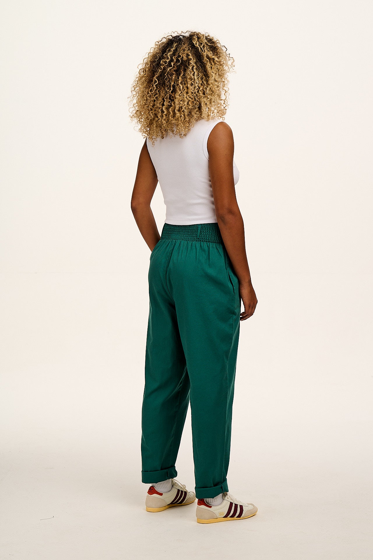Alexa - Cotton Trousers in Teal