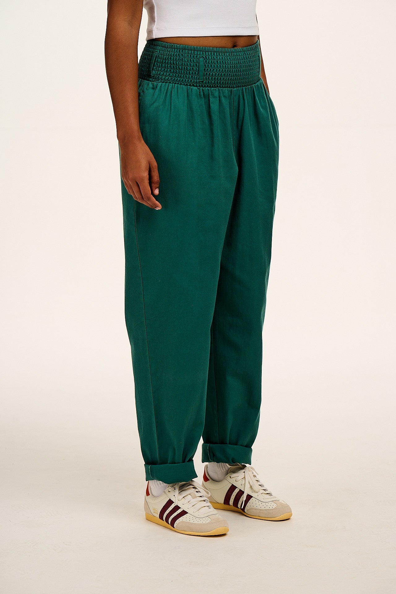 Alexa - Cotton Trousers in Teal