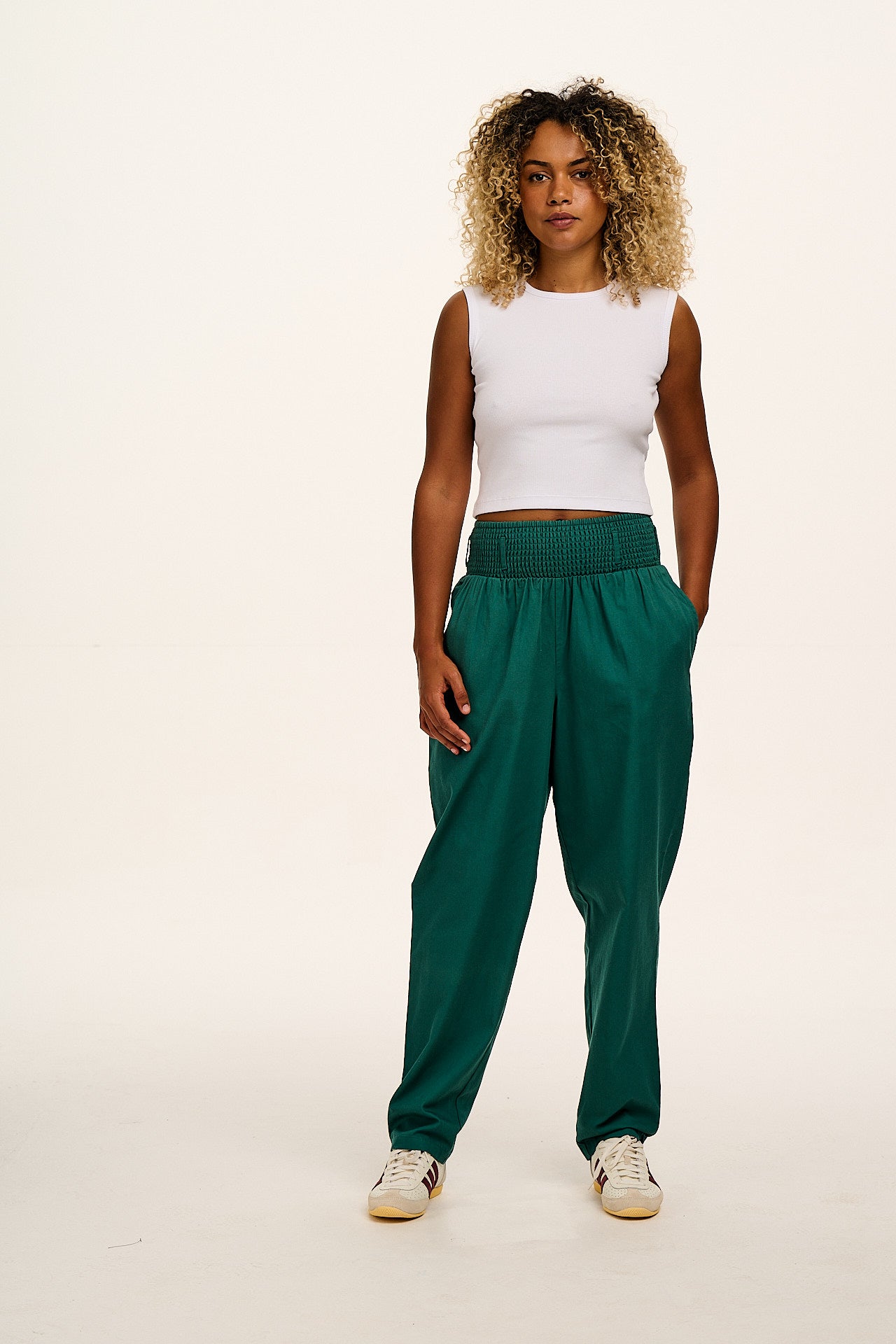 Alexa - Cotton Trousers in Teal