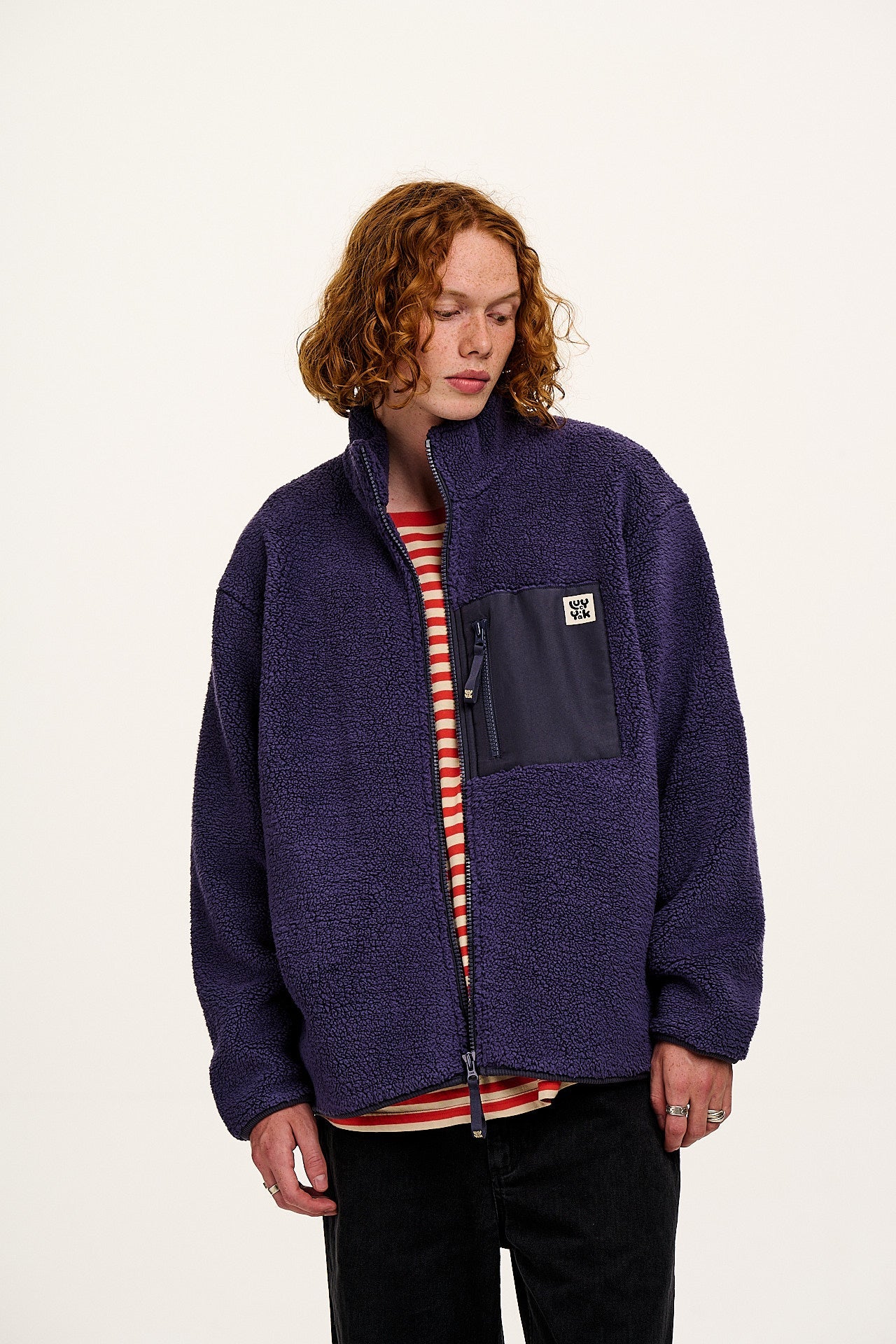 Harper - Borg Fleece Jacket in Blueberry