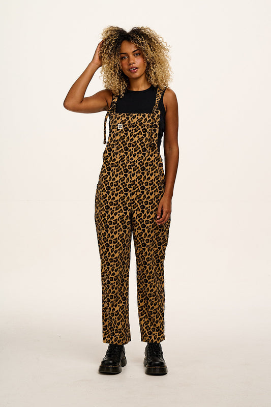 Una - Cotton Dungaree in Leopard Print