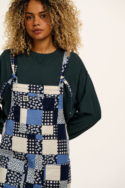 Original - Cotton Dungarees in Inked Blue Patchwork