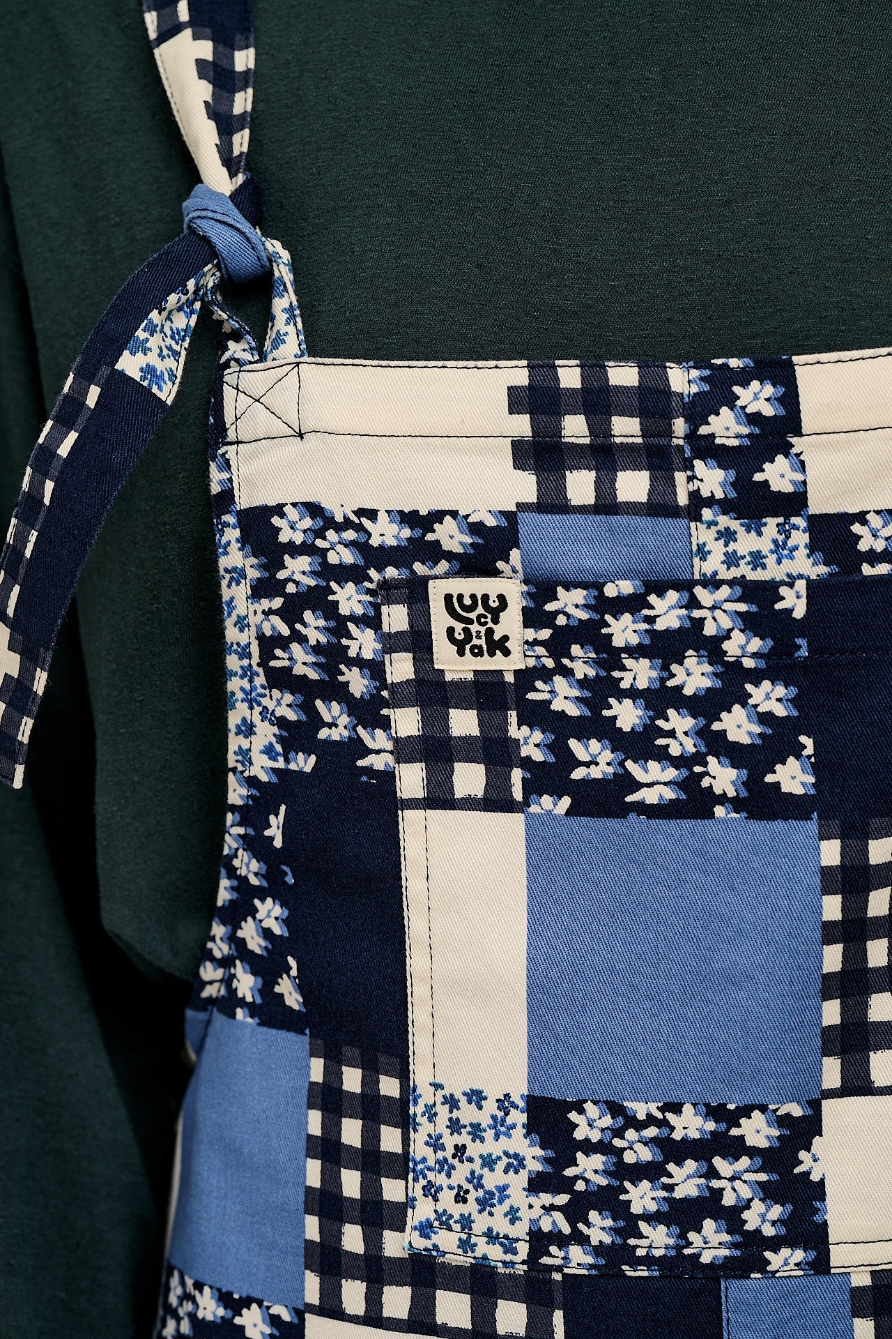 Original - Cotton Dungarees in Inked Blue Patchwork
