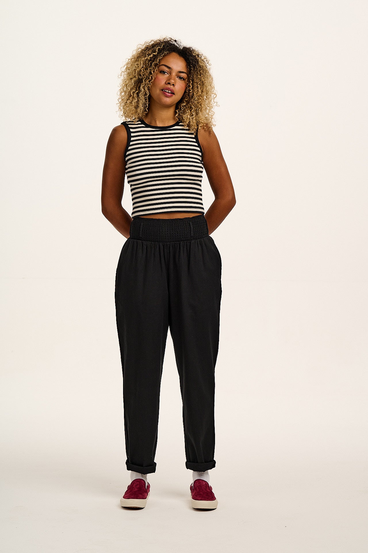 Alexa - Cotton Trousers in Black