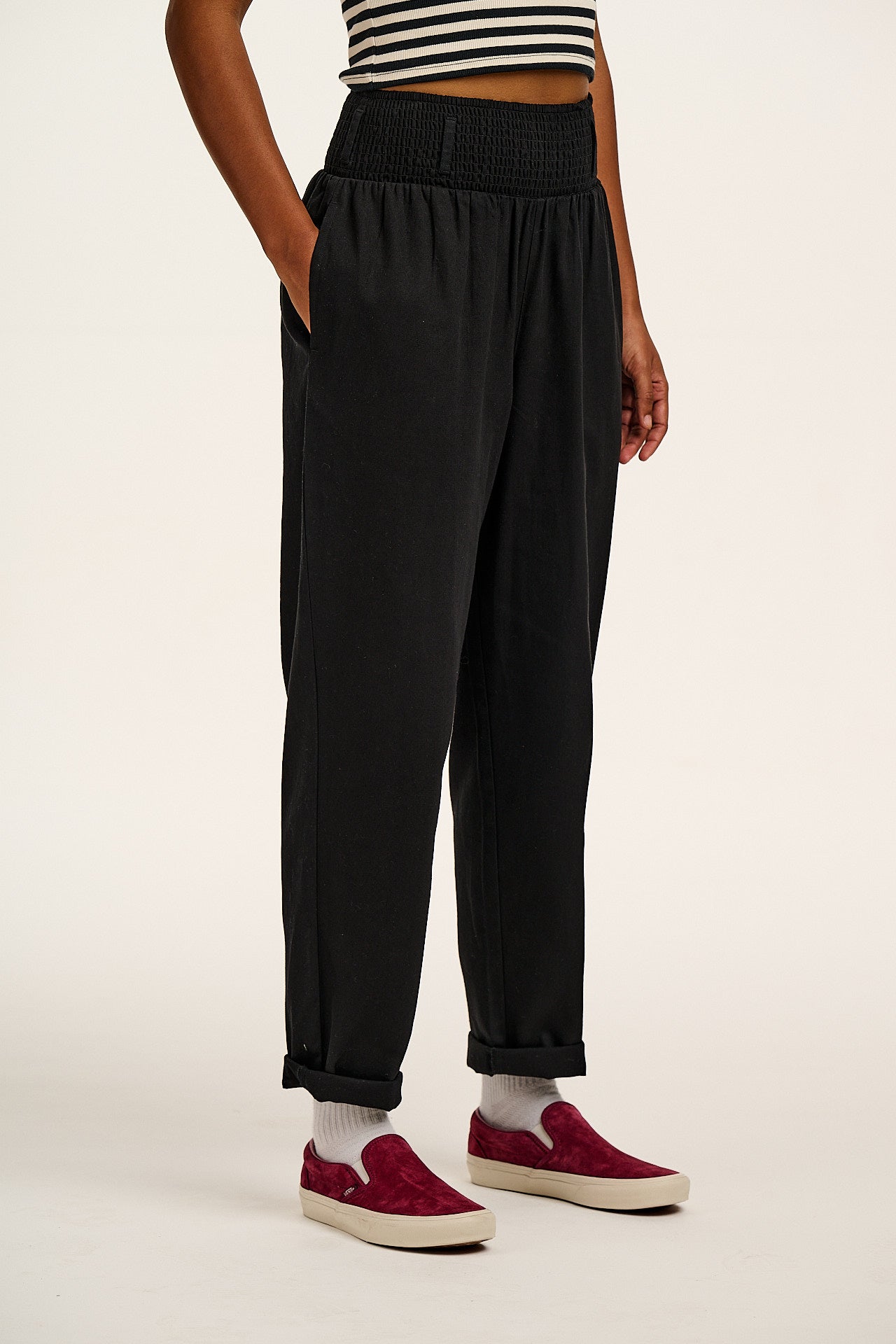 Alexa - Cotton Trousers in Black
