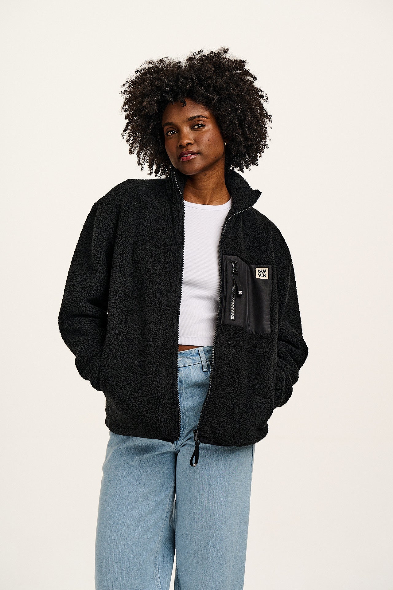 Harper - Borg Fleece Jacket in Black