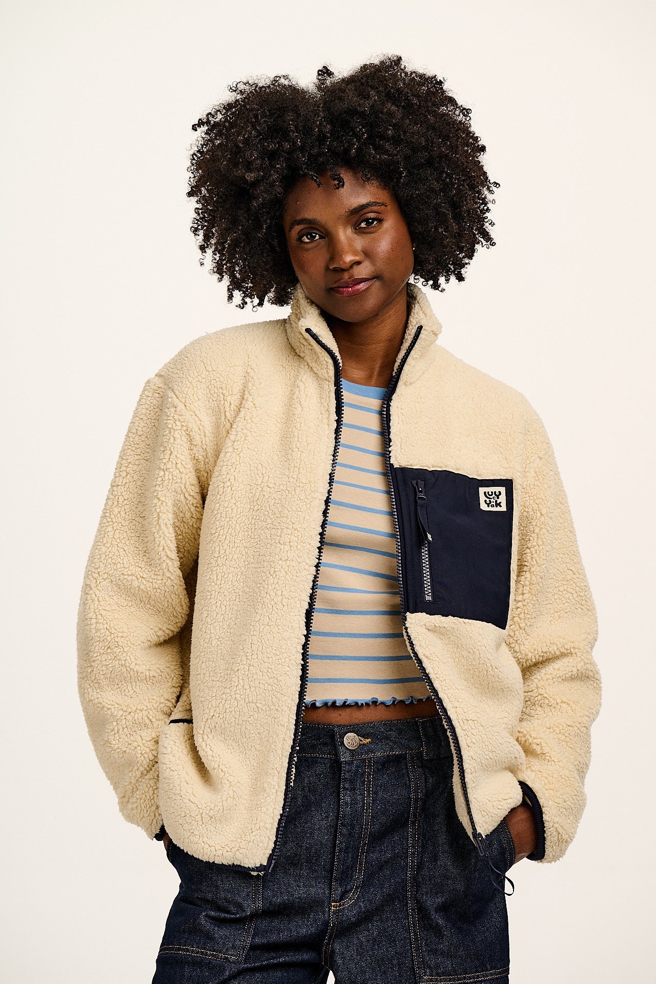 Harper - Borg Fleece Jacket in Cream