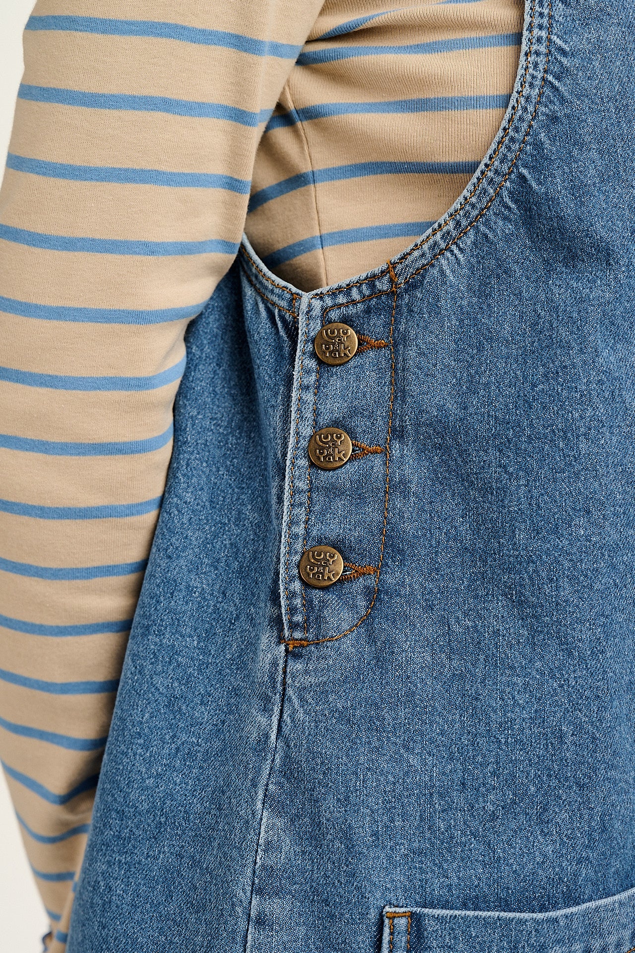 Layla - Mini Denim Dress in Mid Wash Blue