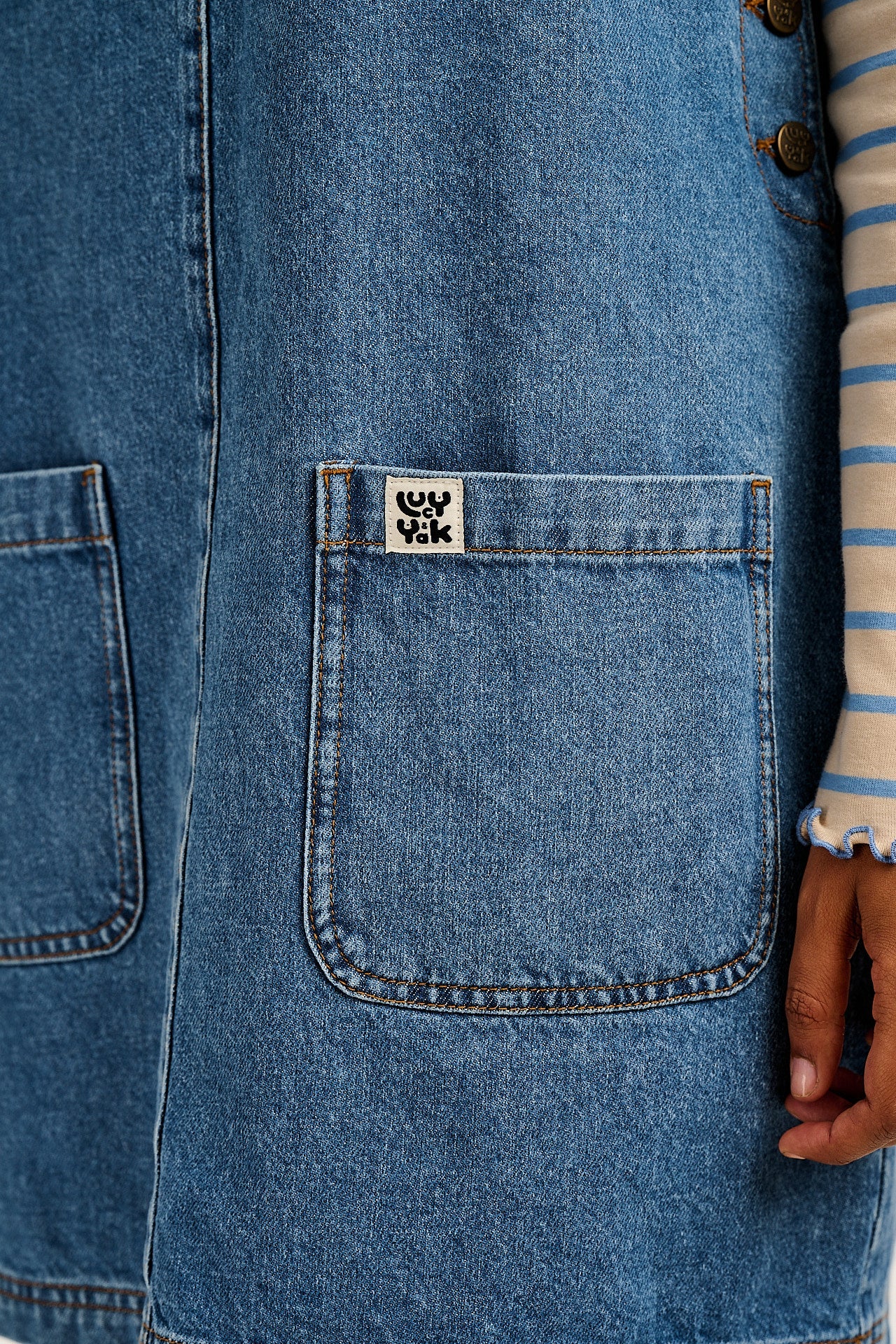 Layla - Mini Denim Dress in Mid Wash Blue