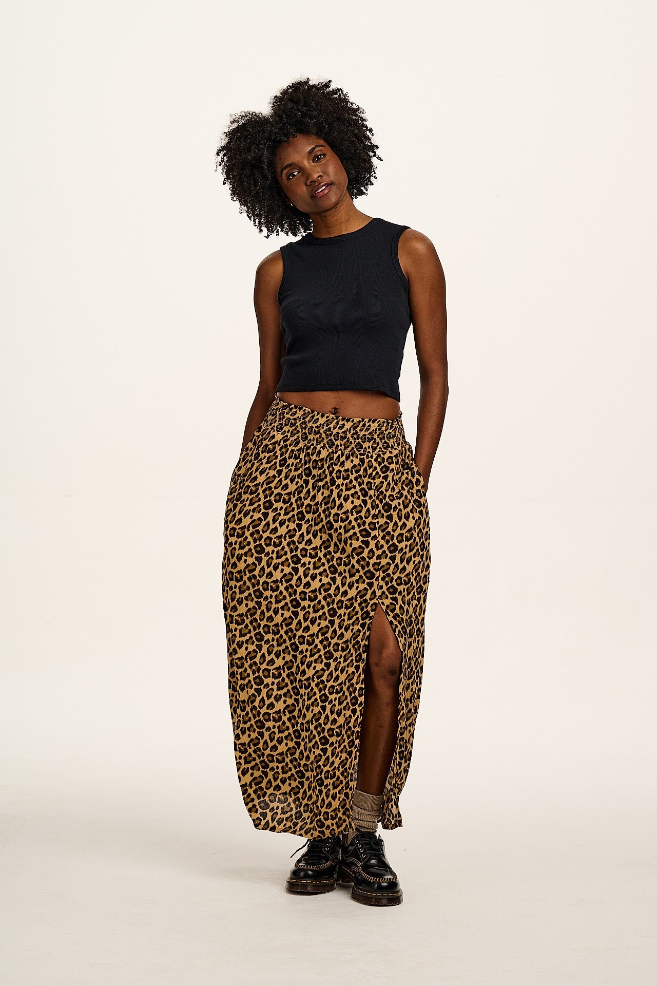 Poppy - Elasticated Waist Skirt in Leopard Print