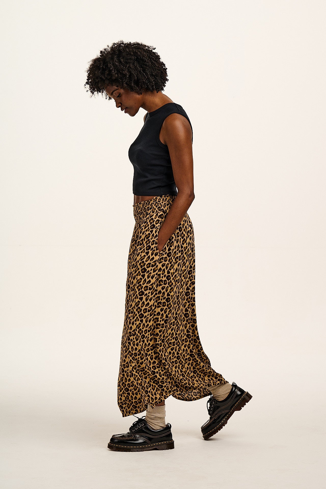 Poppy - Elasticated Waist Skirt in Leopard Print