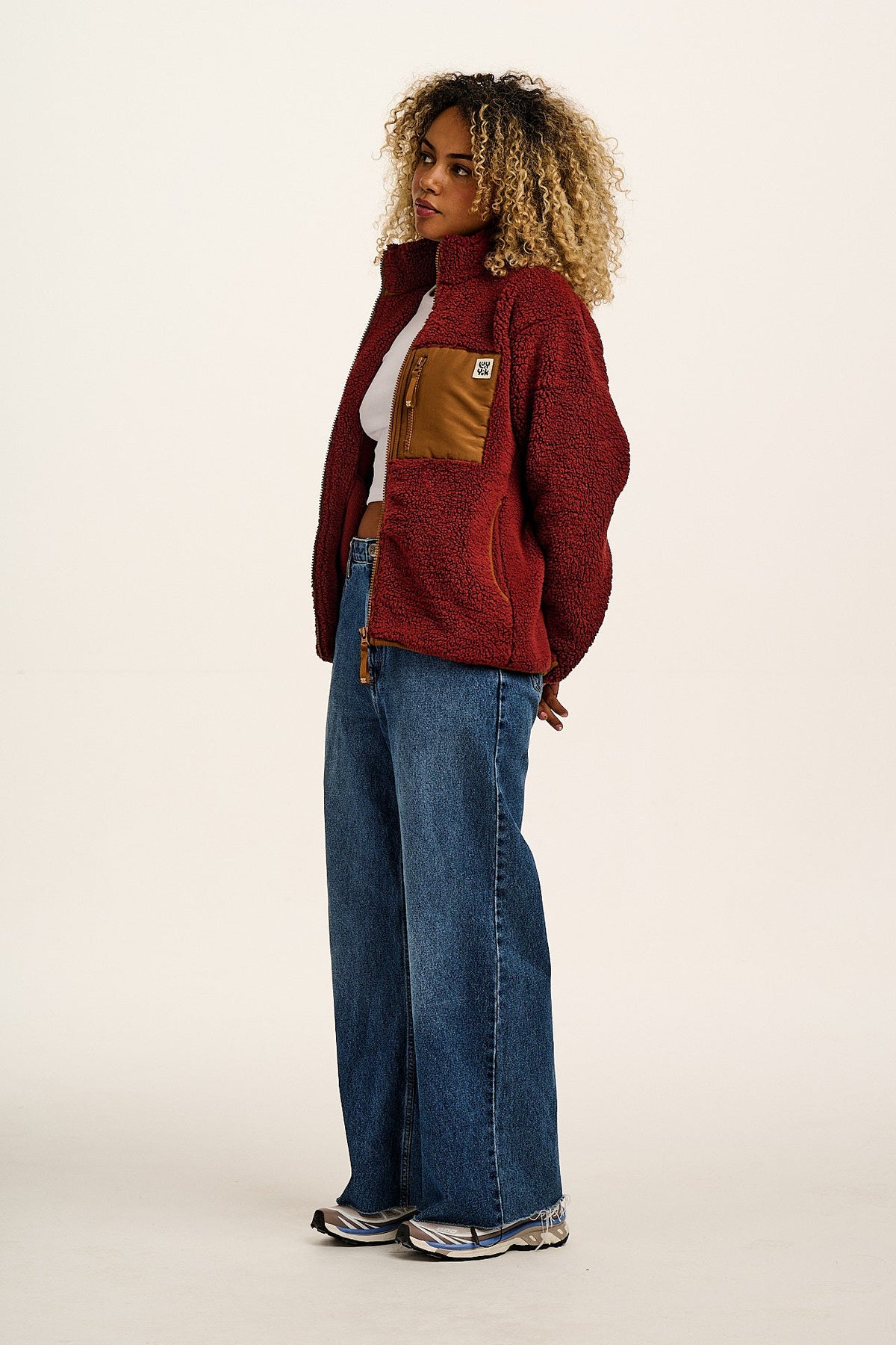 Harper - Borg Fleece Jacket in Jasper Red