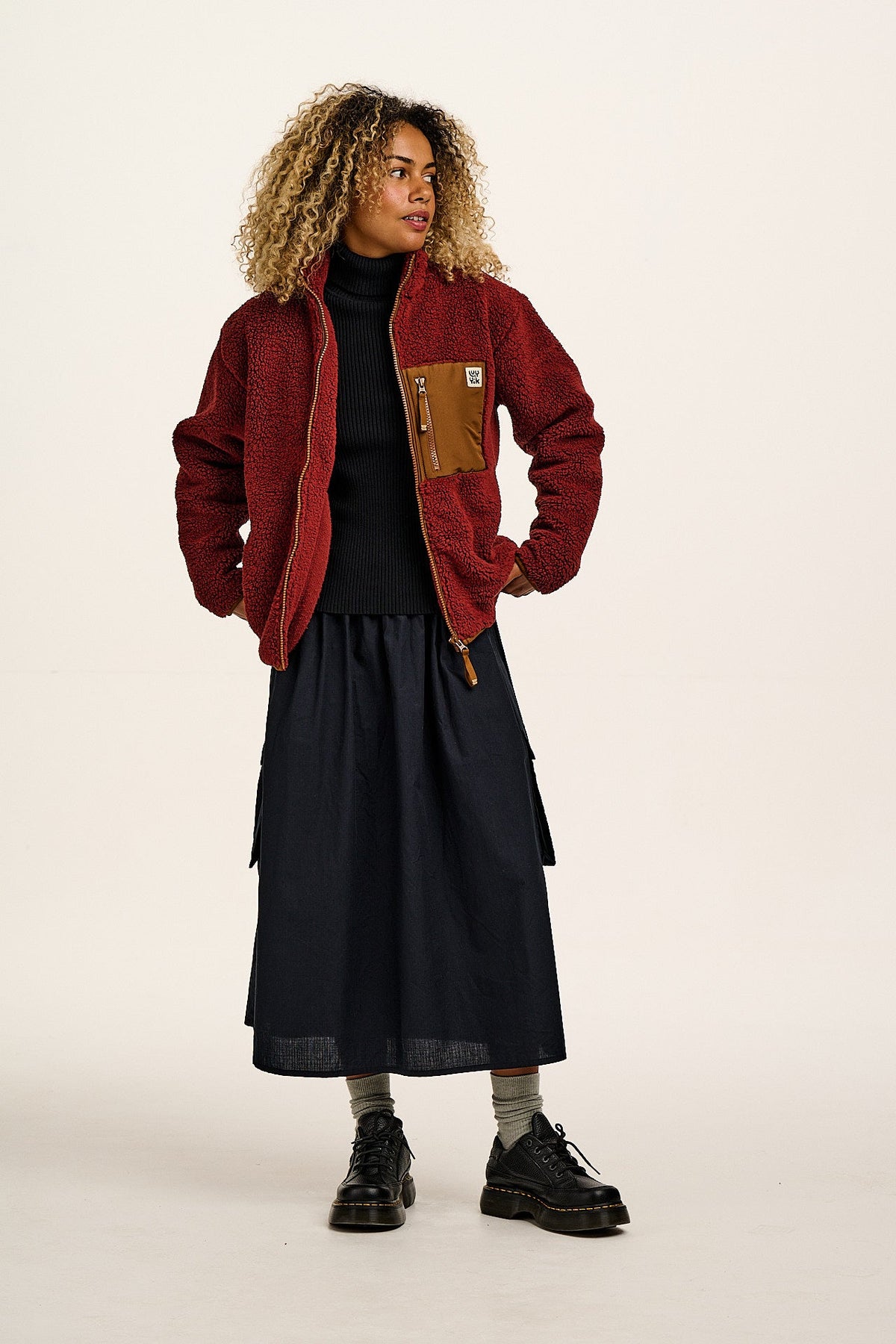 Harper - Borg Fleece Jacket in Jasper Red