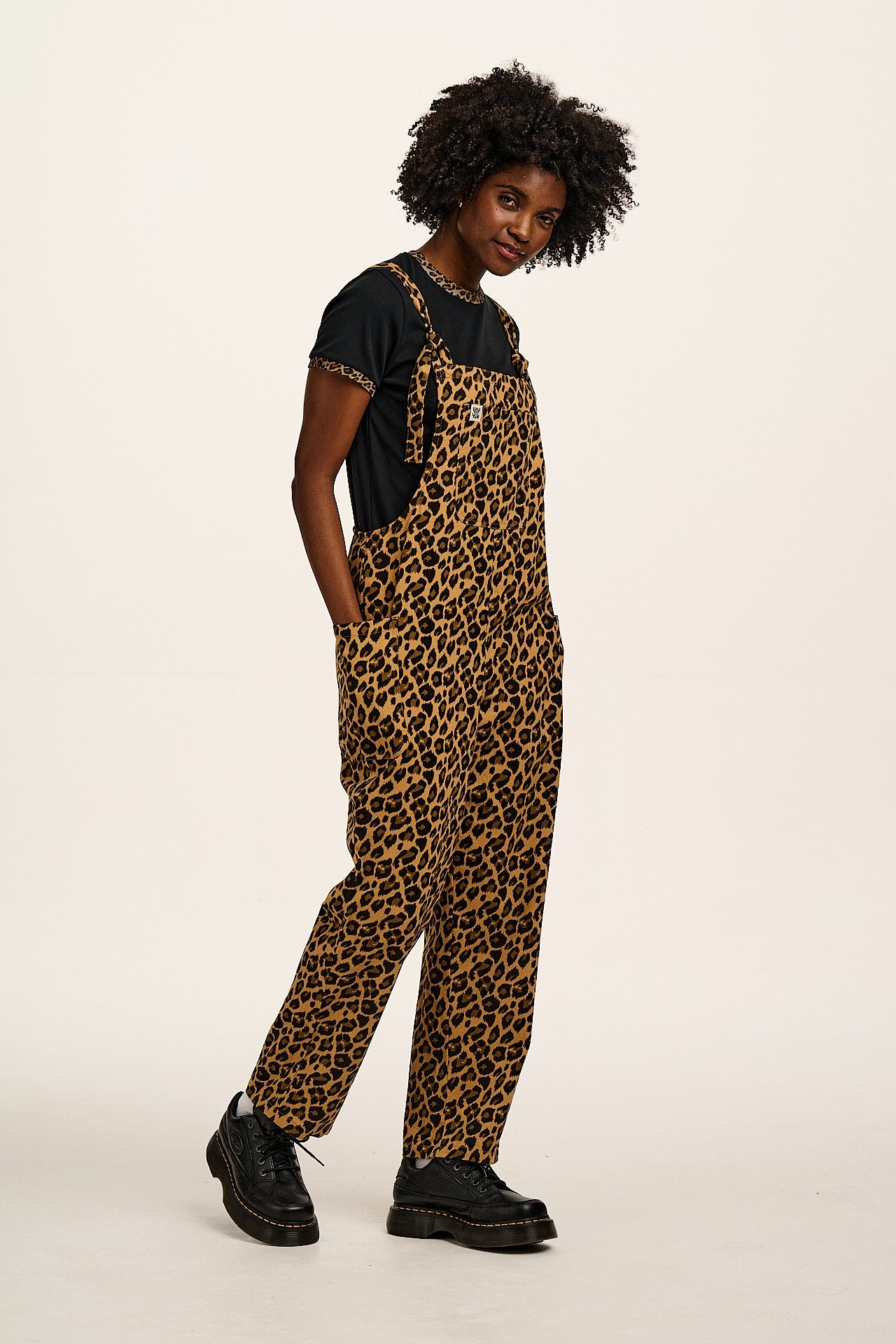 Una - Cotton Dungaree in Leopard Print