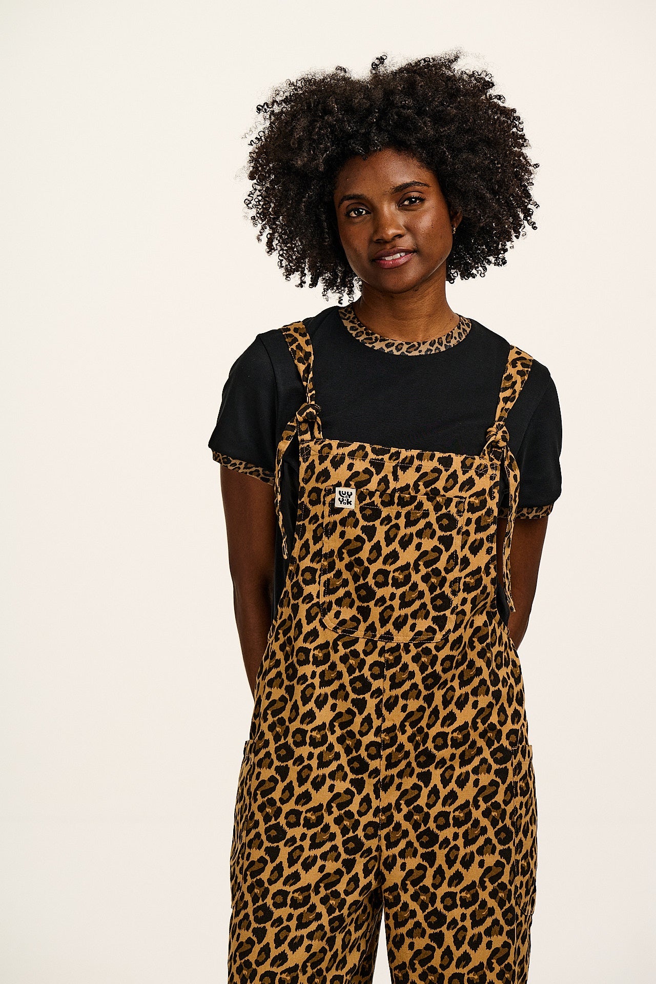 Una - Cotton Dungaree in Leopard Print