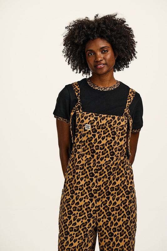 Una - Cotton Dungaree in Leopard Print