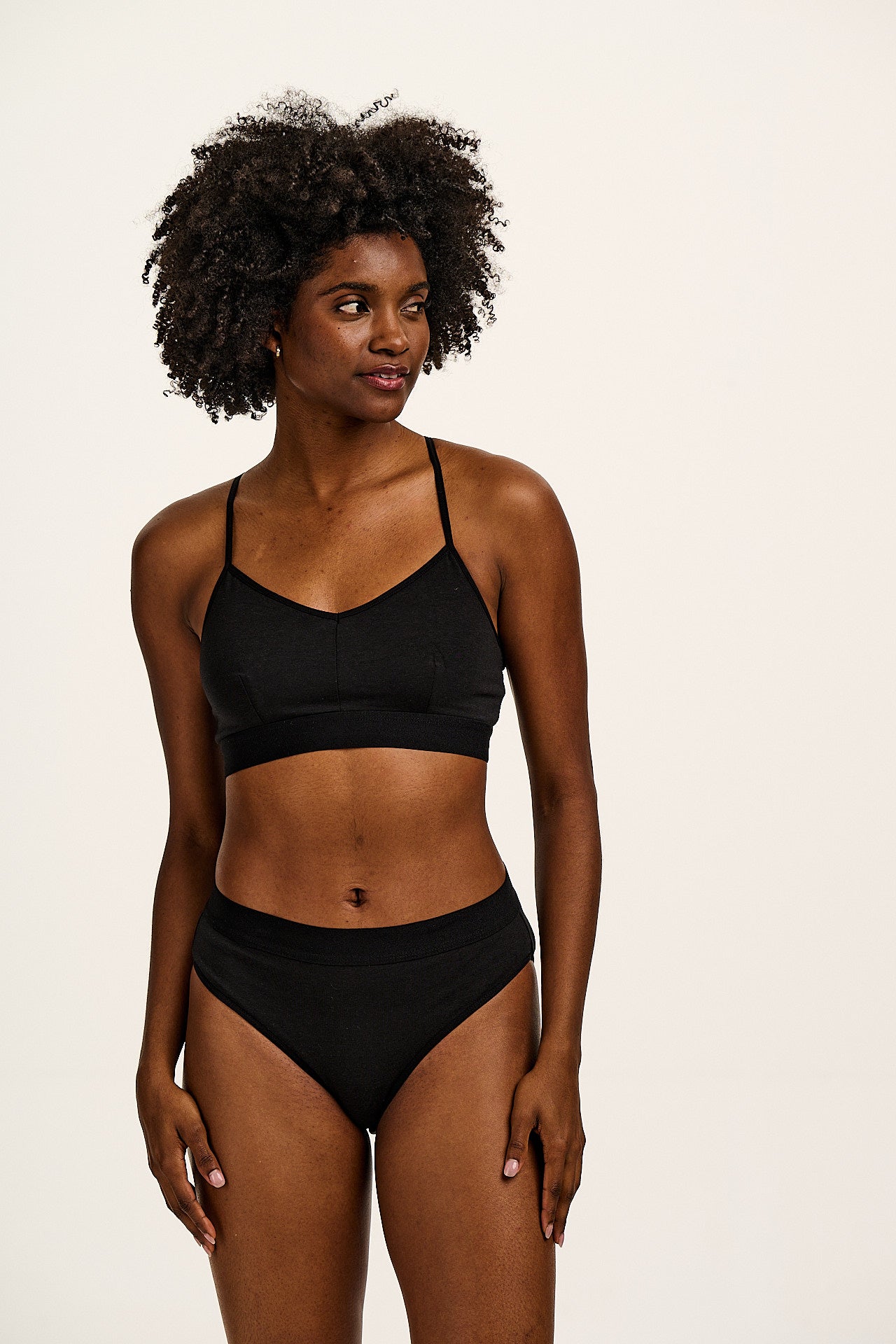 Ruby - Crop Top Cotton & Bamboo Bralette in Black