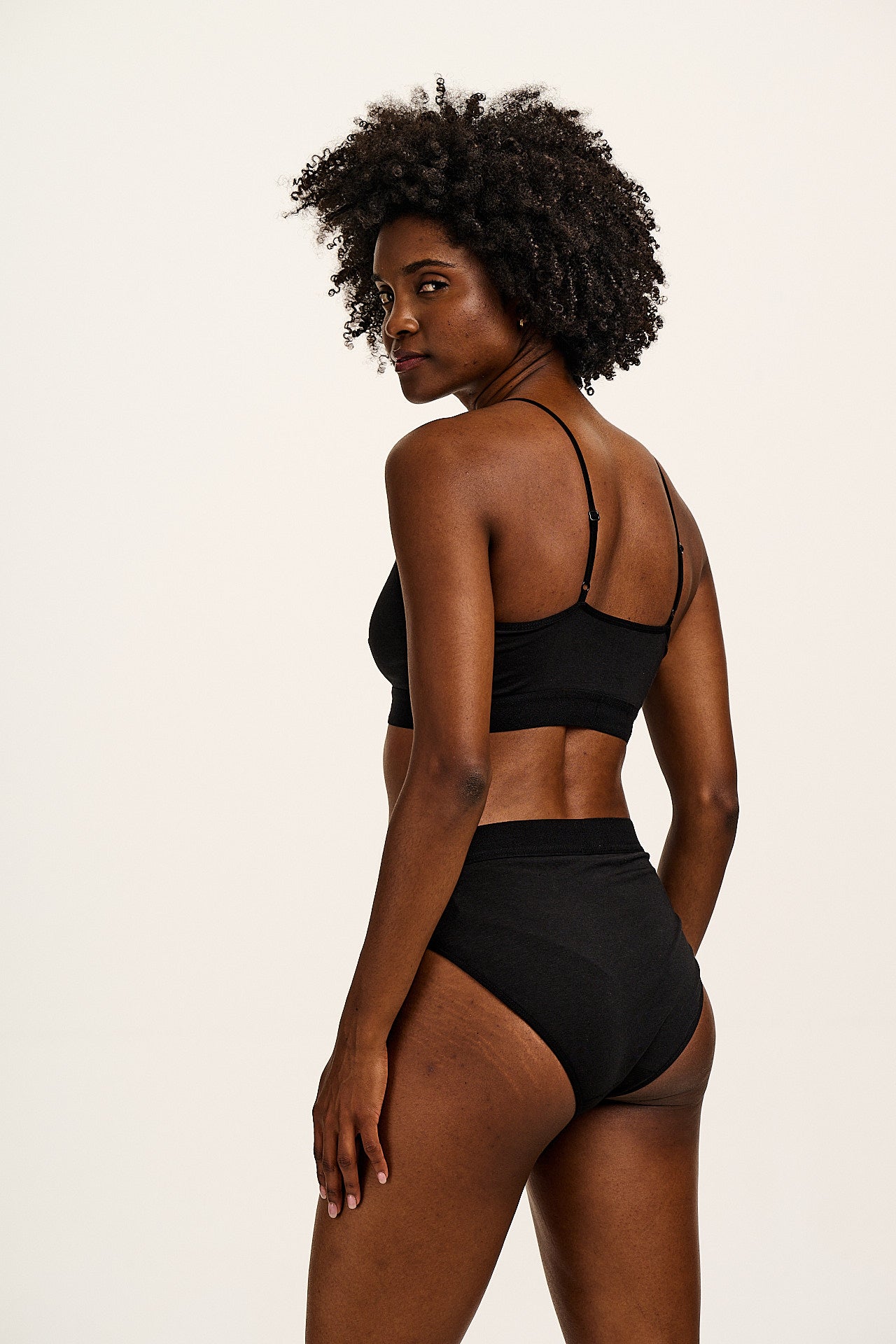 Cora - Cotton & Bamboo Bikini Pant in Black