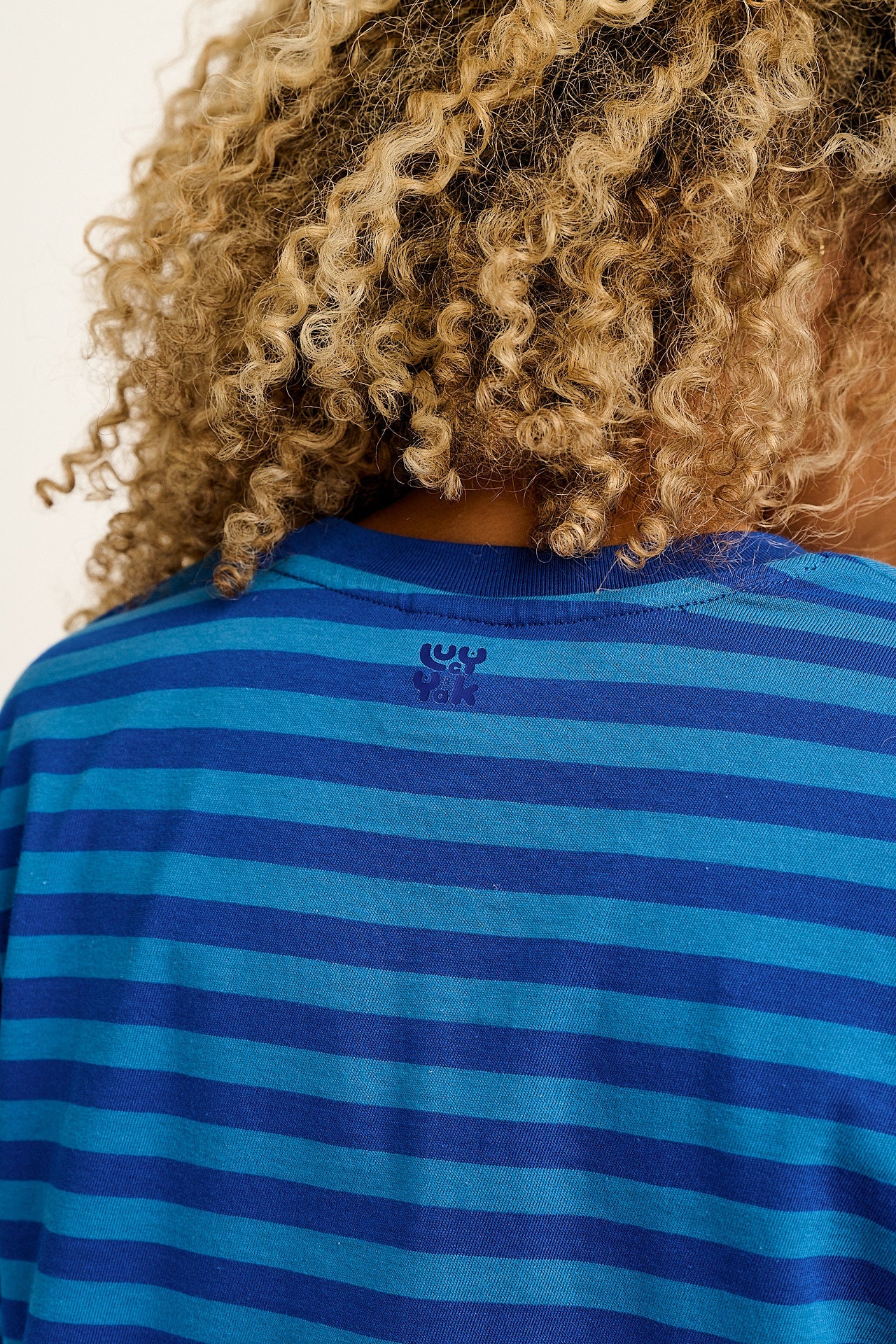 Mysen - Long Sleeve Cotton Tee in Blue Stripe