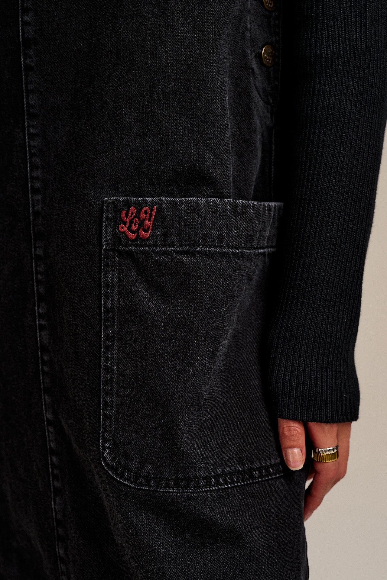 Lily - Denim Midi Dress in Blackwash Denim