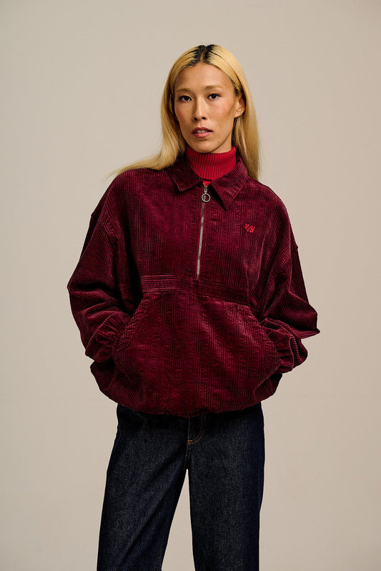 Hiezu - Corduroy Jacket in Burgundy