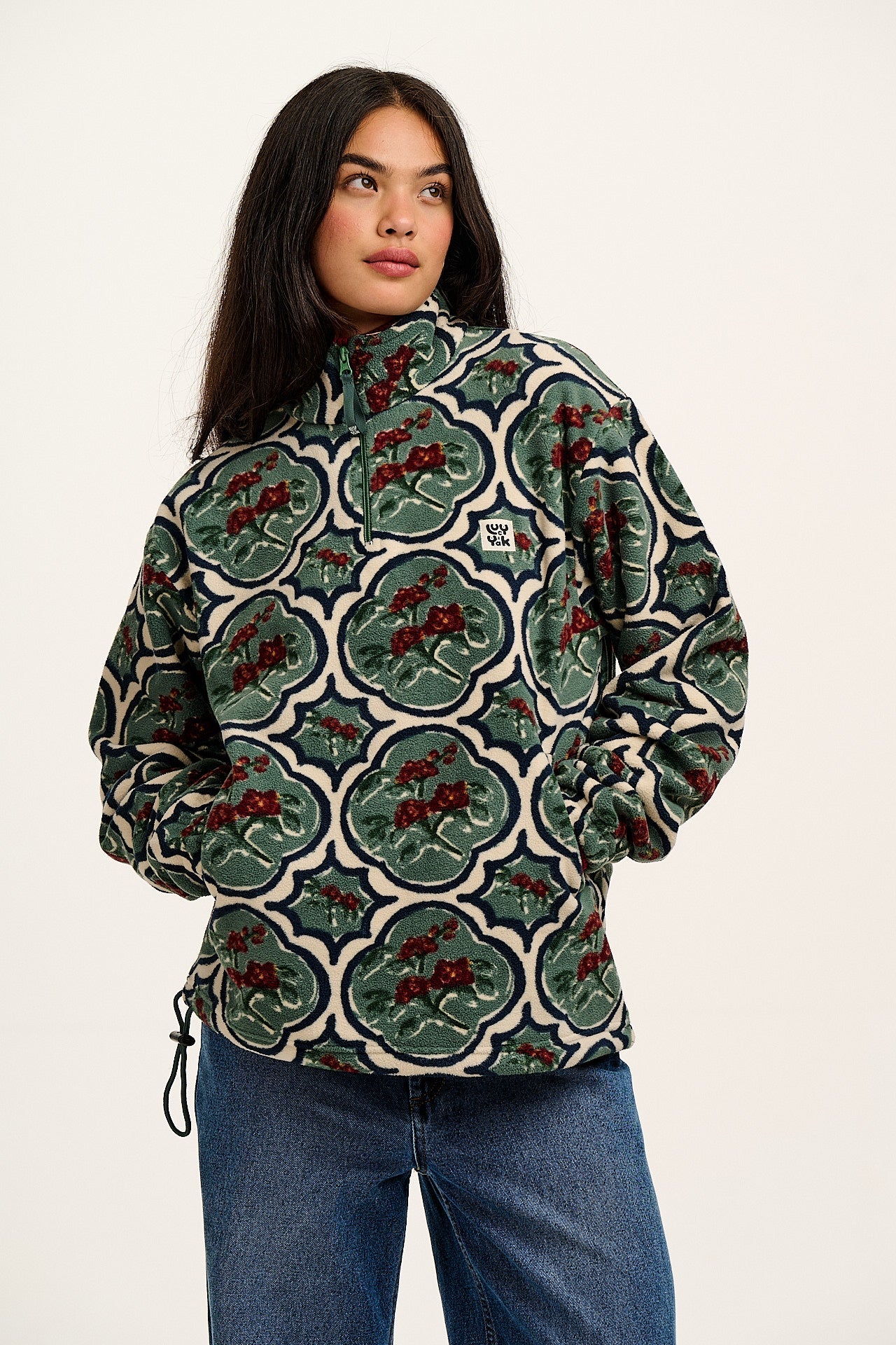 Stevie - Polar Fleece in Green Floral