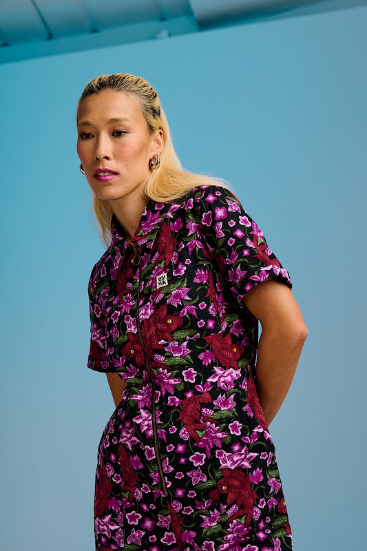 Ragan - Cotton Jumpsuit in Pink Koi