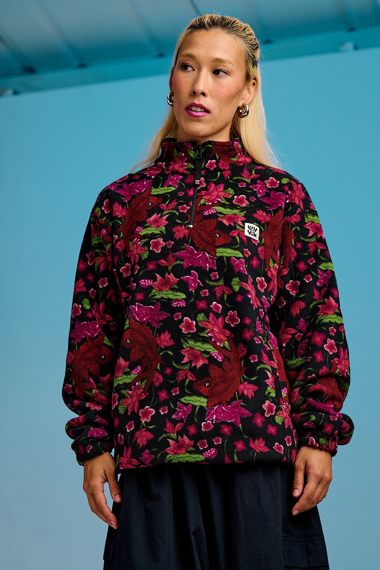 Stevie - Polar Fleece in Pink Koi Print