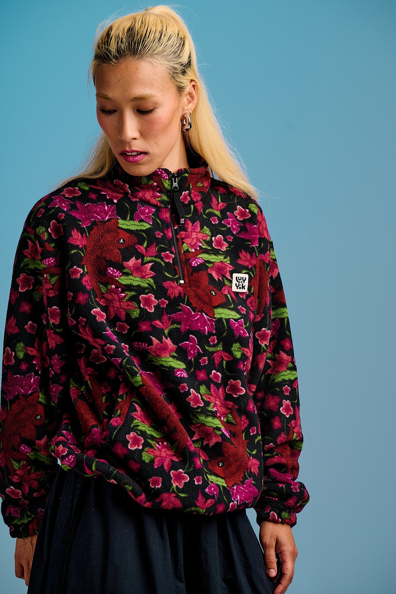 Stevie - Polar Fleece in Pink Koi Print