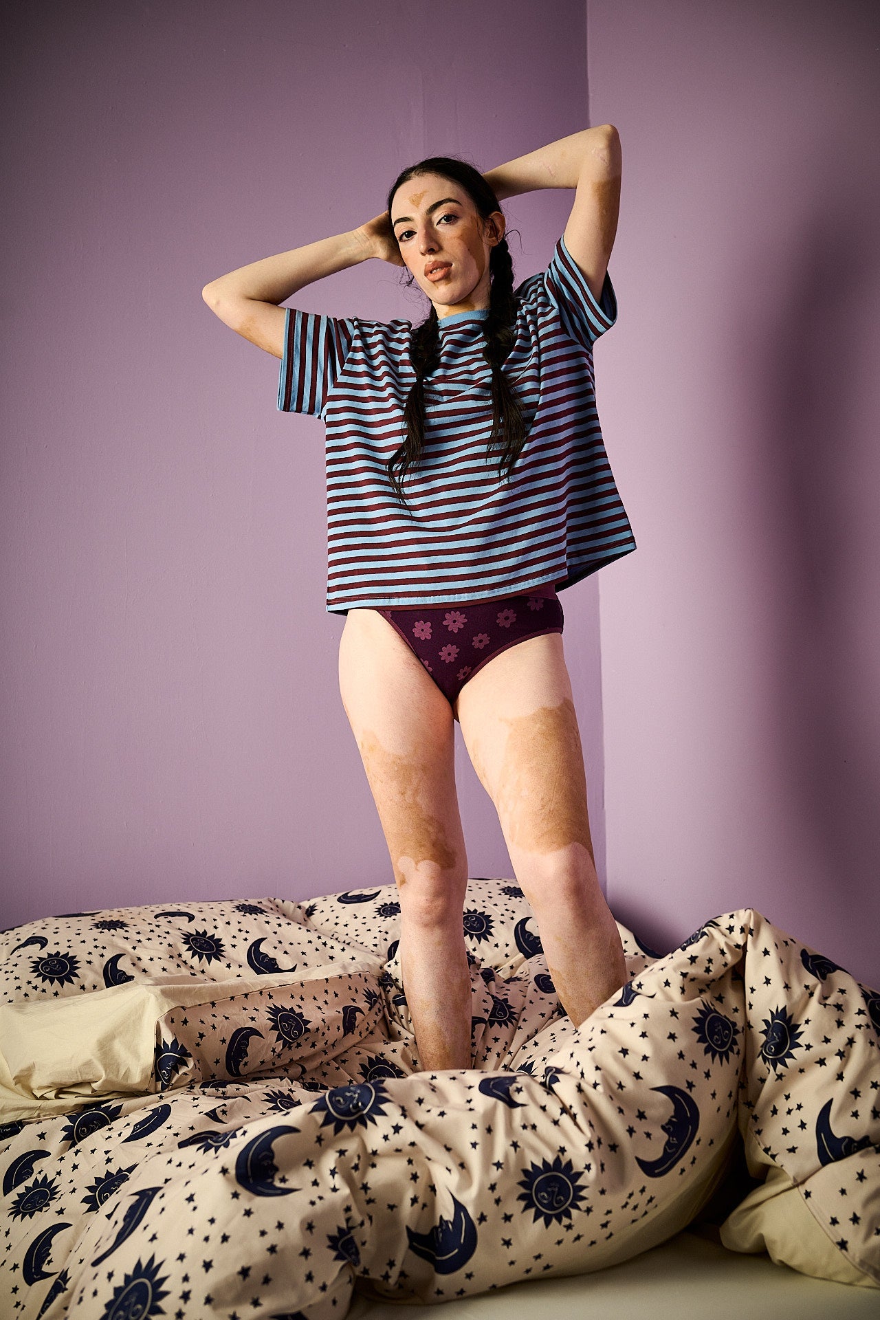 Cora - Cotton & Bamboo Bikini Pant in Purple Delano