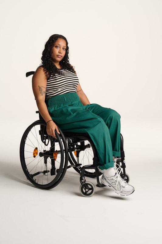 Alexa - Cotton Trousers in Teal