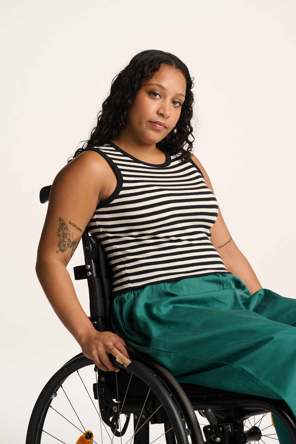 Rue - Cotton Rib Tank Top in Black & White Stripe