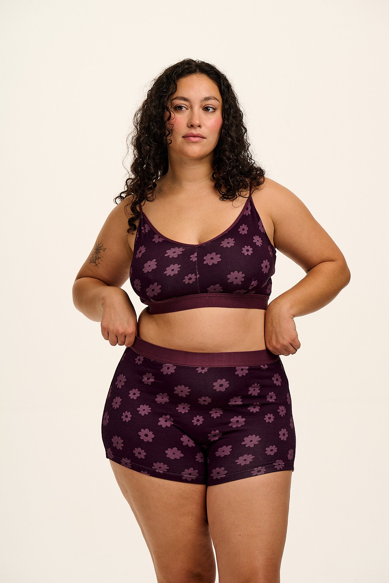 Ruby - Cotton & Bamboo Crop Top Bralette in Purple Delano