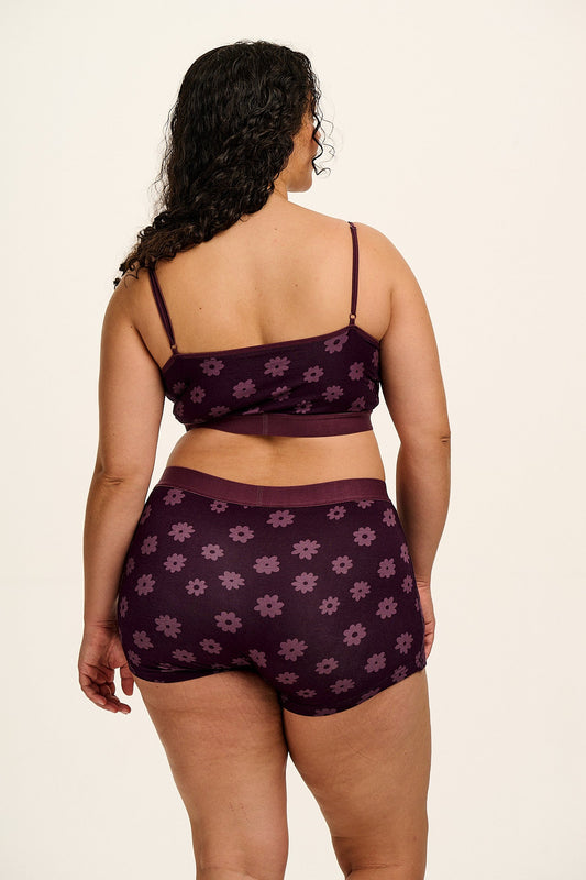 Joey - Cotton & Bamboo Boxer Shorts in Purple Delano Print