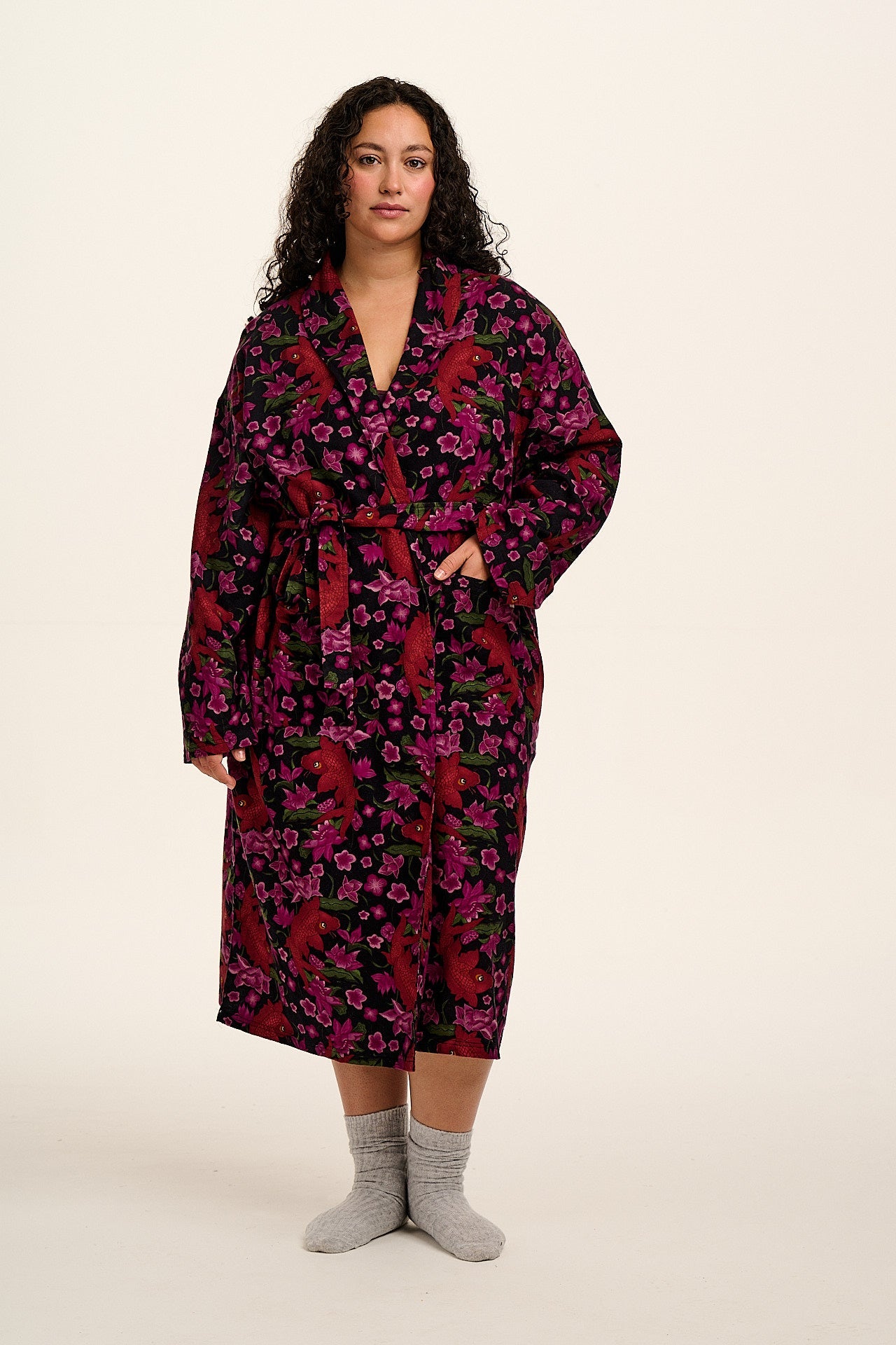 Braydon - Brushed Cotton Robe in Pink Koi