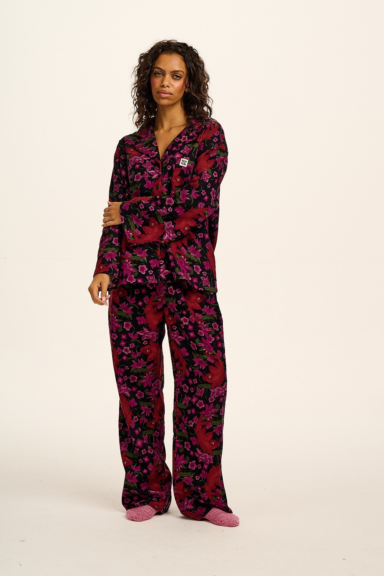 Dreamer - Brushed Cotton Pyjamas Set in Pink Koi